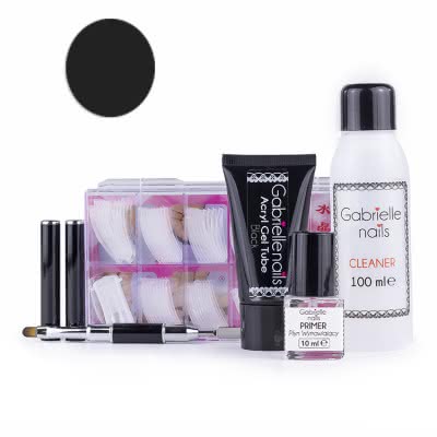 Zestaw Akrylożel Gabrielle Nails acrylgel tuba 30g BLACK dual forms 100 szt