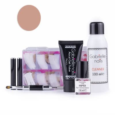 Zestaw Akrylożel Gabrielle Nails acrylgel tuba 30g PEACH dual forms 100 szt