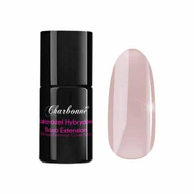 Lakier Hybrydowy CHARBONNE Base EXTENSION COVER BEIGE do przedłużania i utwardzania naturalnej płytki typu HARD 7ml