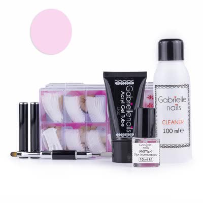 Zestaw Akrylożel Gabrielle Nails acrylgel tuba 30g LILAC dual forms 100 szt