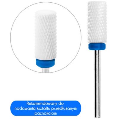 Frez Ceramiczny do zdejmowania żelu walec niebieski - średnia gradacja