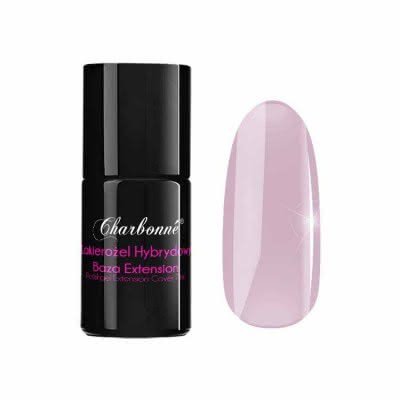 Lakier Hybrydowy CHARBONNE Base EXTENSION COVER PINK do przedłużania i utwardzania naturalnej płytki typu HARD 7ml