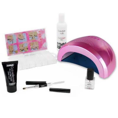 Zestaw Akrylożel Gabrielle Nails acrylgel tuba 30g dual foms 100 szt i lampą holograficzną 48W