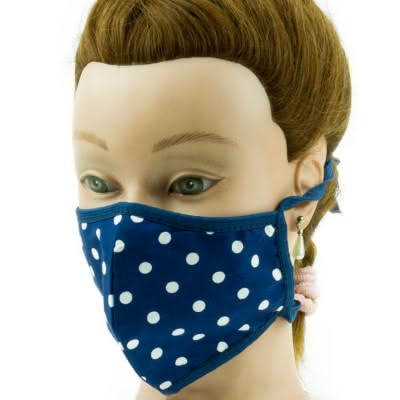 Maseczka ochronna damska niebieska w groszki