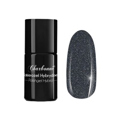 Lakier Hybrydowy CHARBONNE 15 ml Kolor 220 Grafitowy z drobinkami