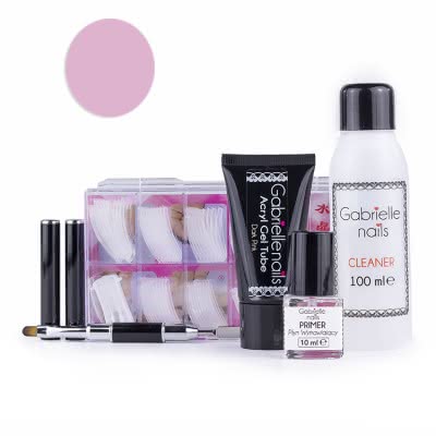 Zestaw Akrylożel Gabrielle Nails acrylgel tuba 30g DARK PINK dual forms 100 szt