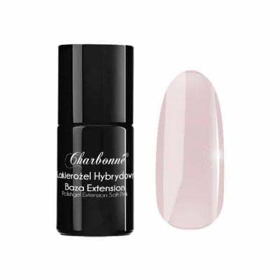 Lakier Hybrydowy CHARBONNE Base EXTENSION Soft Pink do przedłużania i utwardzania naturalnej płytki typu HARD 15ml