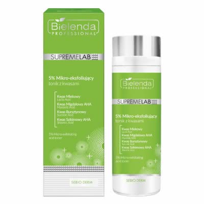 BIELENDA SupremeLab Sebio Derm  5% Mikro-Eksfoliujący Tonik z Kwasami - 200ml