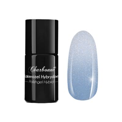 Lakier Hybrydowy termiczny CHARBONNE 15 ml kolor 091 biały z błękitną poświatą przechodzący w niebieski z poświatą  SERIA THERMO RAINBOW