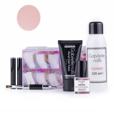 Zestaw Akrylożel Gabrielle Nails acrylgel tuba 30g ROSE dual forms 100 szt