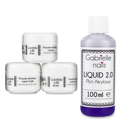 Akryl MAXIMUS ZESTAW Gabrielle Nails 3 kolory + Liquid