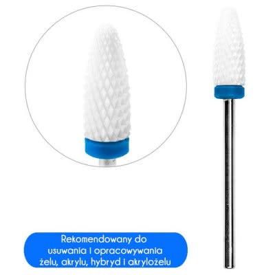 Frez Ceramiczny do zdejmowania żelu stożek cylinder niebieski - średnia gradacja