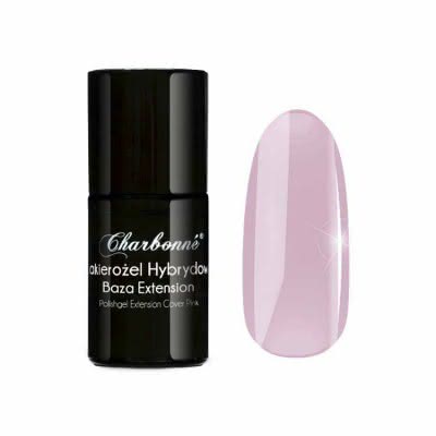 Lakier Hybrydowy  CHARBONNE Base EXTENSION COVER PINK do przedłużania i utwardzania naturalnej płytki typu HARD 15ml