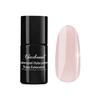 Lakier Hybrydowy CHARBONNE Base EXTENSION Cover Rose do przedłużania i utwardzania naturalnej płytki typu HARD 15ml