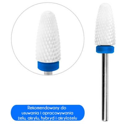 Frez Ceramiczny do zdejmowania żelu stożek niebieski - średna gradacja