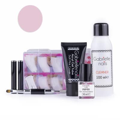 Zestaw Akrylożel Gabrielle Nails acrylgel tuba 30g SOFT PINK dual forms 100 szt