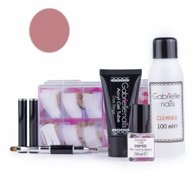 Zestaw Akrylożel Gabrielle Nails acrylgel tuba 30g DARK BEIGE dual forms 100 szt