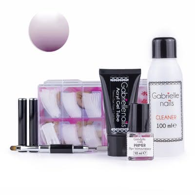 Zestaw Akrylożel Gabrielle Nails acrylgel tuba 30g THERMO VIOLET/ SOFT PINK dual forms 100 szt