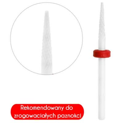 Frez Ceramiczny  do zdejmowania żelu szpic czerwony - drobna gradacja