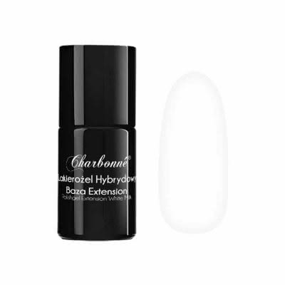 Lakier Hybrydowy CHARBONNE Base EXTENSION White Milk do przedłużania i utwardzania naturalnej płytki typu HARD 15ml