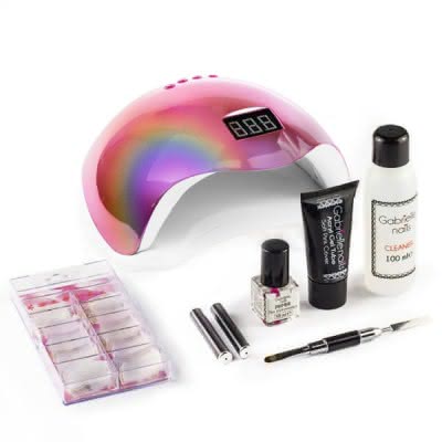 Zestaw Akrylożel Gabrielle Nails acrylgel tuba 30g dual foms 100 szt i lampą 48W z wyświetlaczem