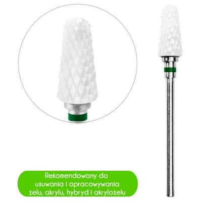 Frez Ceramiczny do zdejmowania żelu umbrella zielony - gruba gradacja