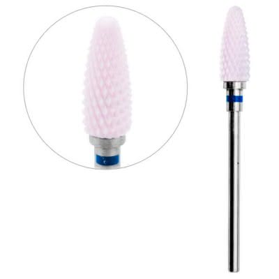 Frez Ceramiczny do zdejmowania żelu różowy stożek - niebieski - średnia gradacja