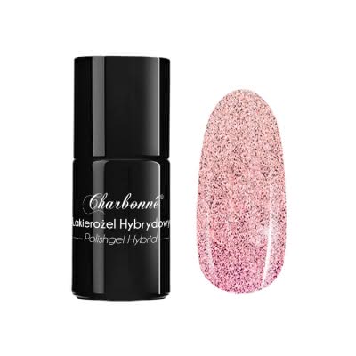 Lakier Hybrydowy CHARBONNE 15 ml kolor 179 Rose-Gold Glitter